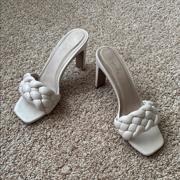Elegant Cream Braided Heels - Picture 1 of 2